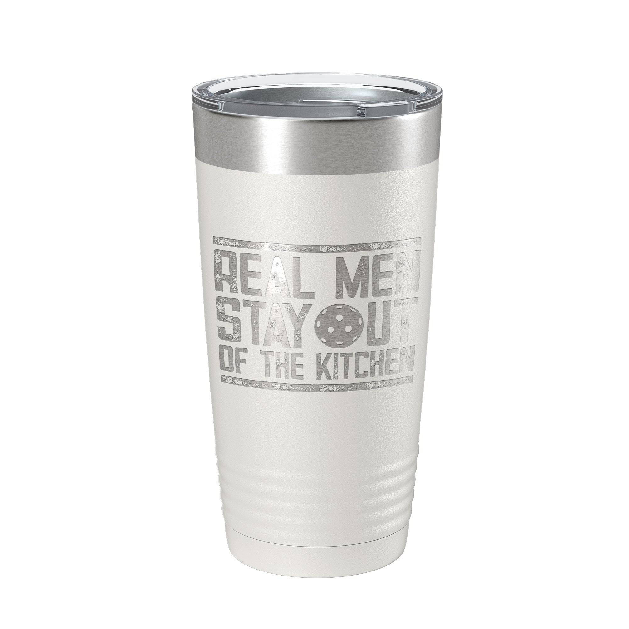 Pickleball Tumbler Real Men Stay Out Of The Kitchen Travel Mug Insulated Laser Engraved Coffee Cup Funny Pickle Ball Gift 20 oz