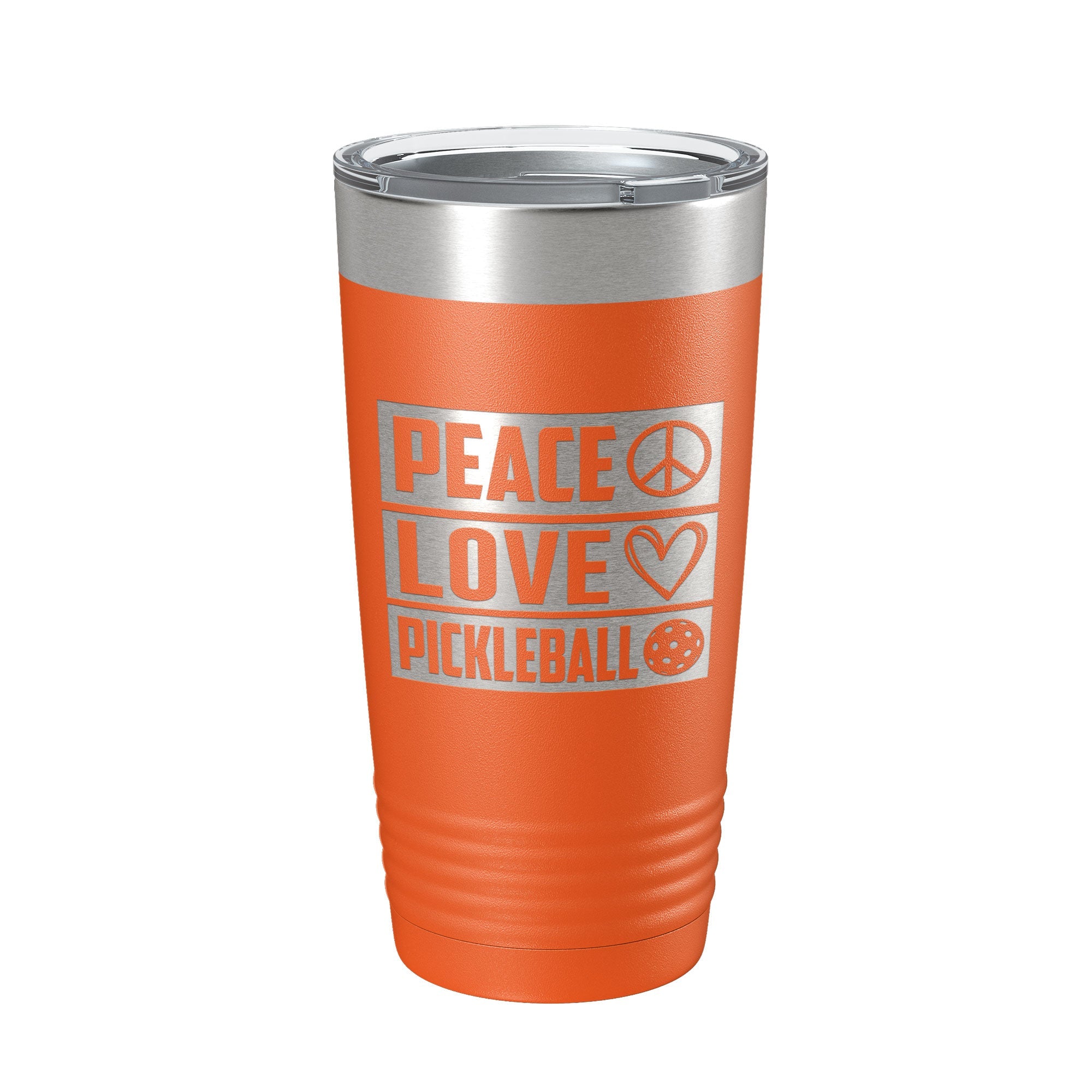 Peace Love Pickleball Tumbler Travel Mug Insulated Laser Engraved Coffee Cup Pickle Ball Gift 20 oz