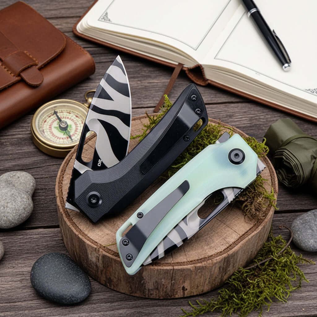Handle Folding Utility Knife, Tiger Stripe Pocket Knife, Boxed Folding Pocket Knife