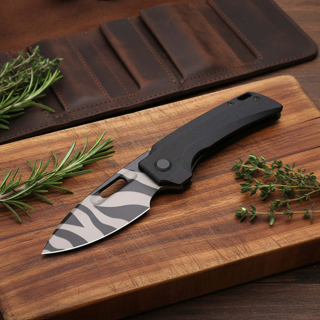 Handle Folding Utility Knife, Tiger Stripe Pocket Knife, Boxed Folding Pocket Knife