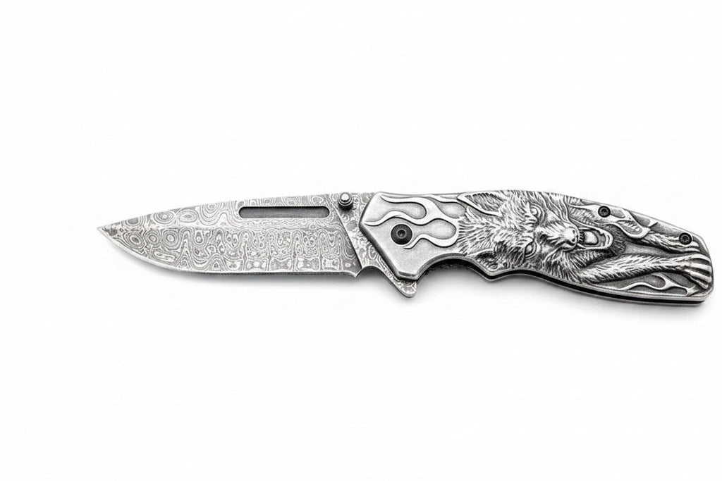 Damascus Steel Folding Knife – Handmade Pocket Knife for Men, EDC & Gift