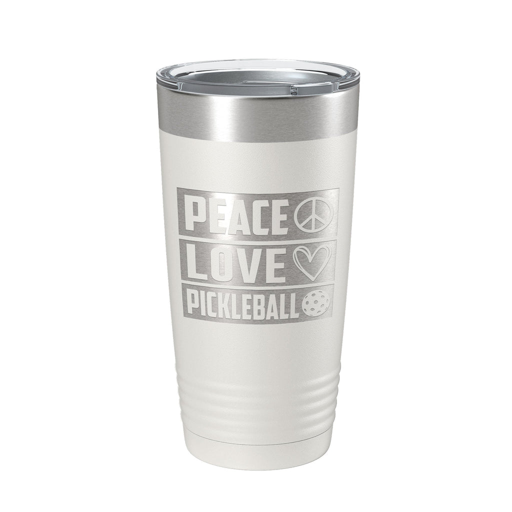 Peace Love Pickleball Tumbler Travel Mug Insulated Laser Engraved Coffee Cup Pickle Ball Gift 20 oz